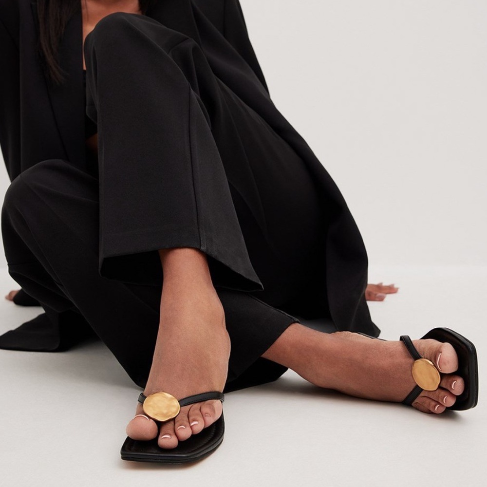 New gold embellished toe strap heels from NA-KD